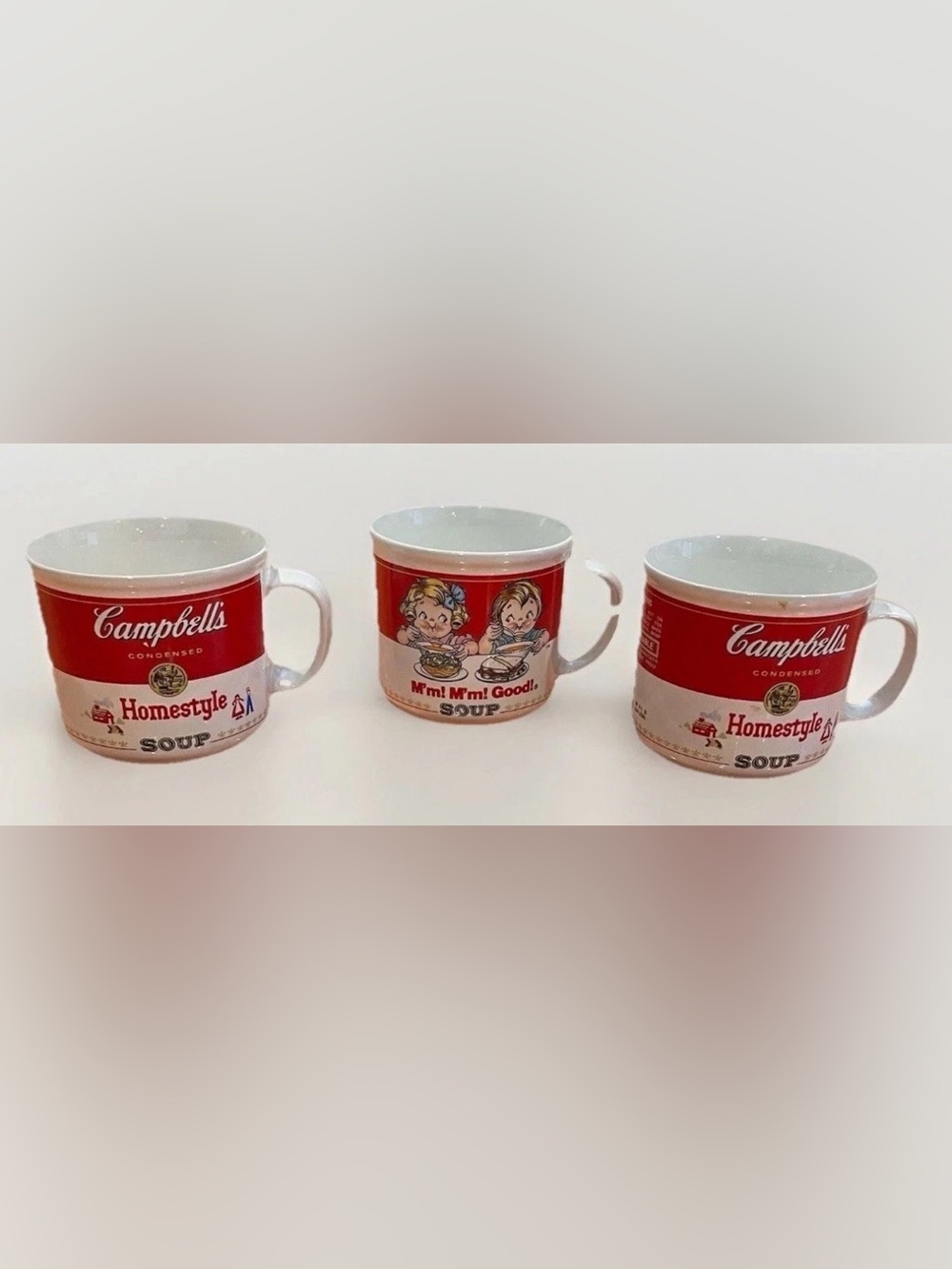 Vintage Campbell’s Soup Ceramic Mugs 1989 14oz Lot Of 3 Mugs Coffee Cups